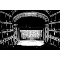 a black and white photo of an empty theater
