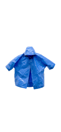 a blue rain jacket on a black background