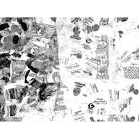 a black and white drawing of various objects