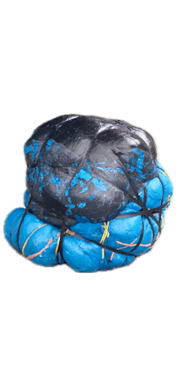 a blue and black sack on top of a black background