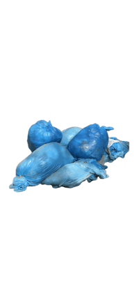 a pile of blue plastic bags on a black background